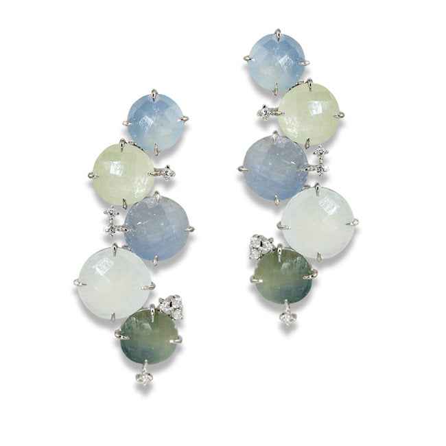 Pendientes en oro blanco, zafiros y diamantes