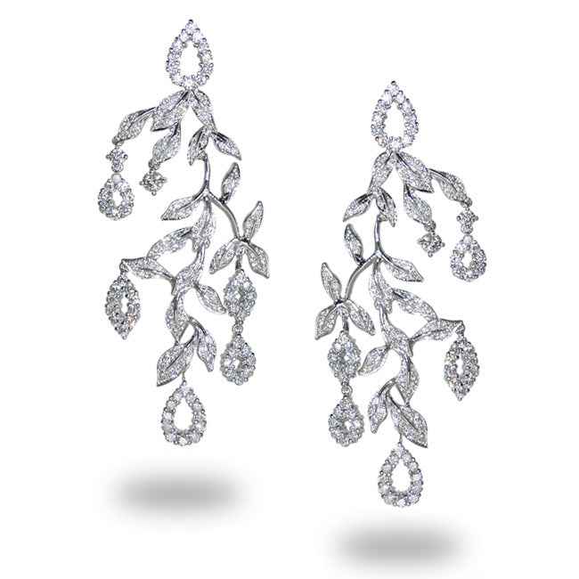 Pendientes ramas en oro blanco con diamantes