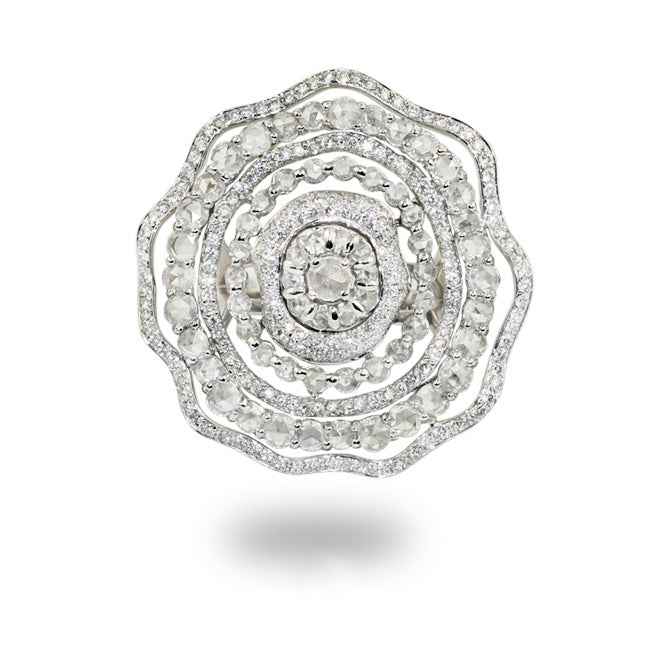 Anillo en oro blanco diamantes y diamantes talla brillante