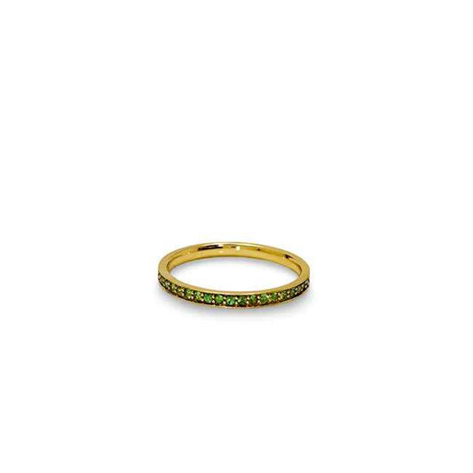 Anillo en oro amarillo carril de tsavoritas