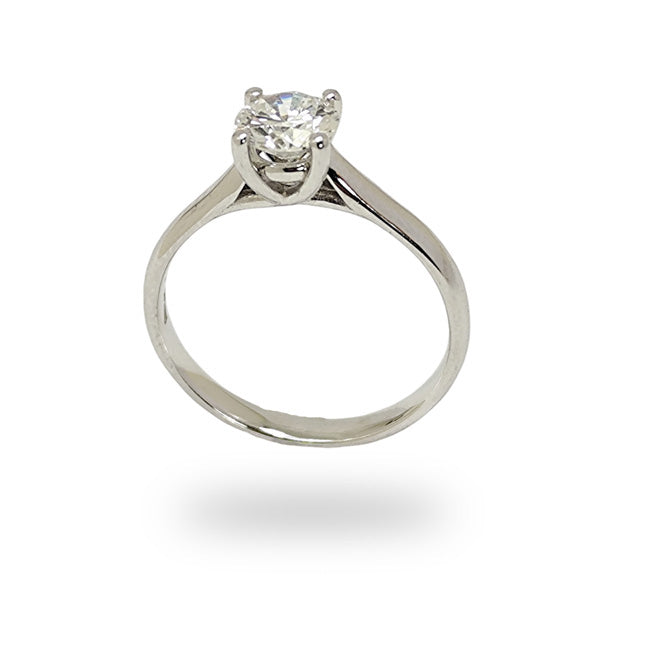 Anillo en oro blanco de compromiso con diamante central 0,35