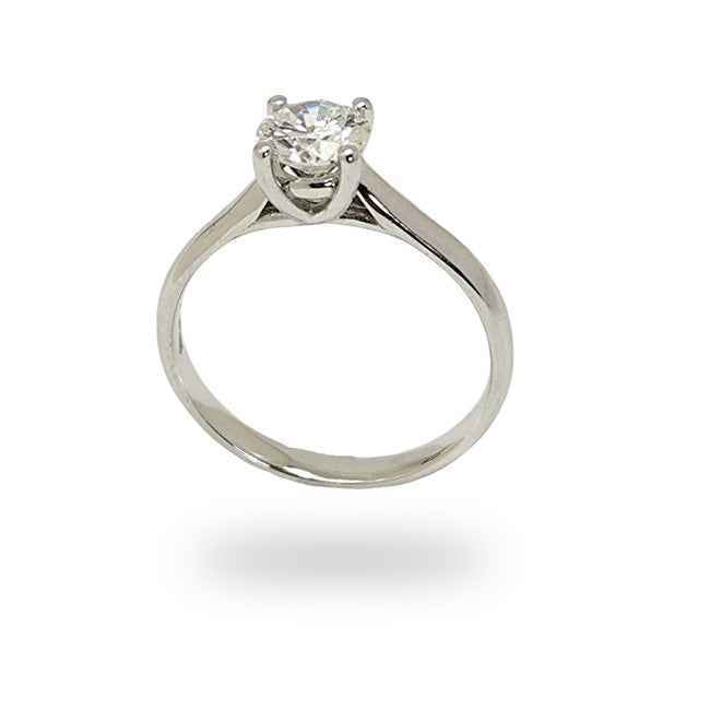 Anillo en oro blanco de compromiso solitario con diamante central 0´78