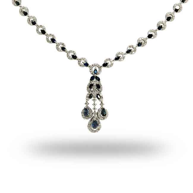 Collar en oro blanco con diamantes y zafiros