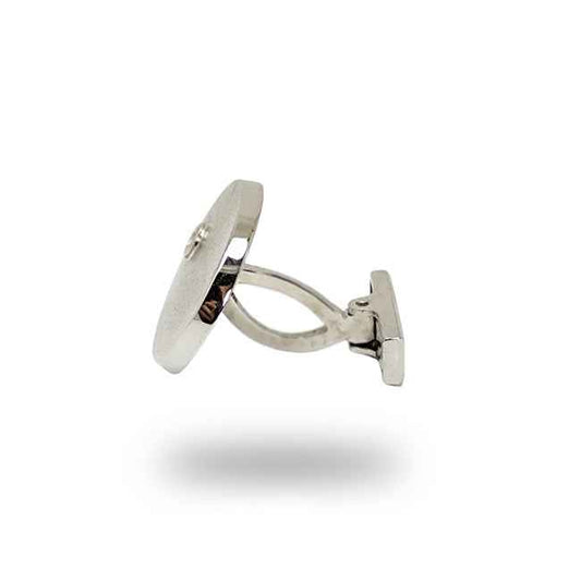 Gemelos en oro blanco 18 quilates mate con diamante