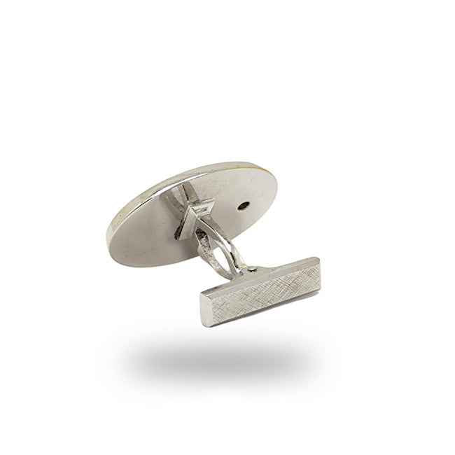 Gemelos en oro blanco 18 quilates mate con diamante