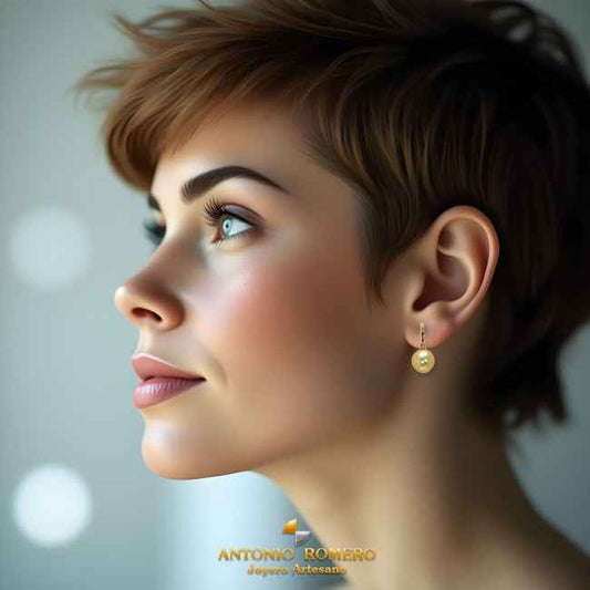 Pendientes en oro rosa con diamantes y perla australiana golden