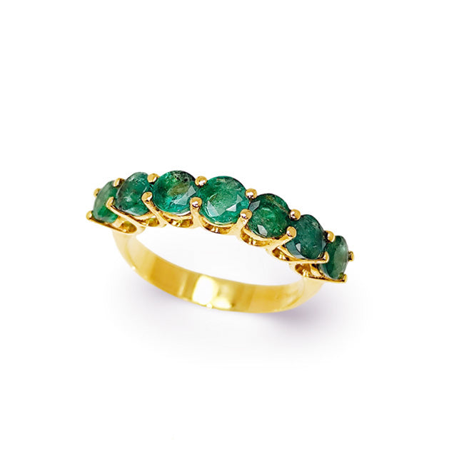 Anillo en oro amarillo con esmeraldas