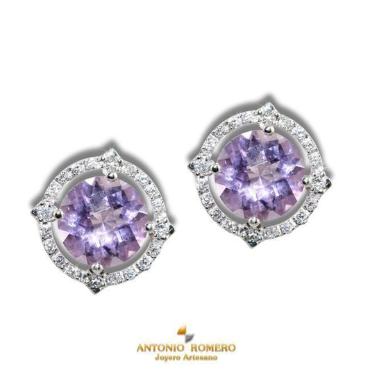 Brillante Bordüren-Ohrringe mit Amethysten