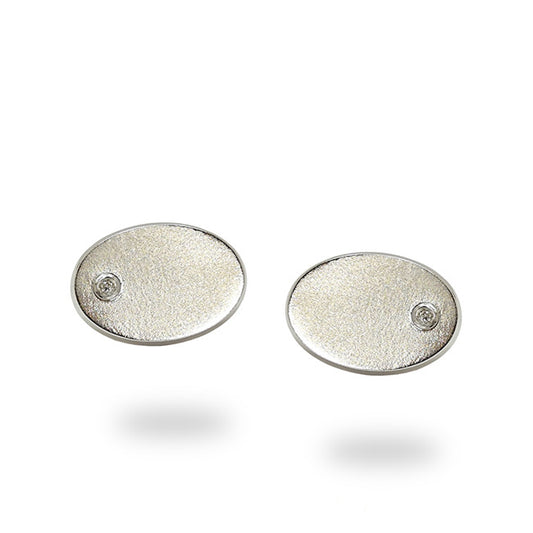  white gold matte cufflinks with diamond