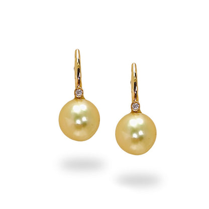 Ohrringe aus Roségold mit Diamanten und goldener australischer Perle